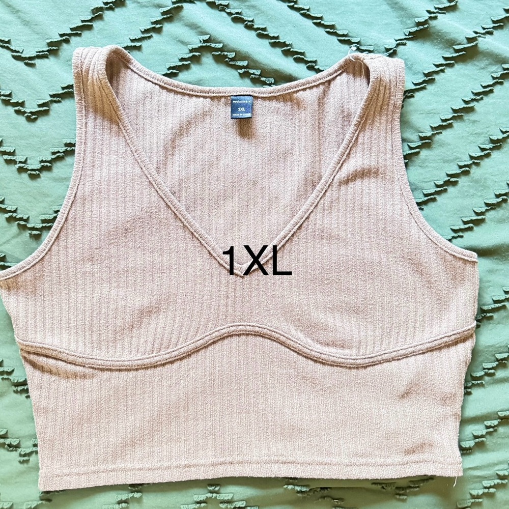 SHEIN Beige Ribbed Crop Top